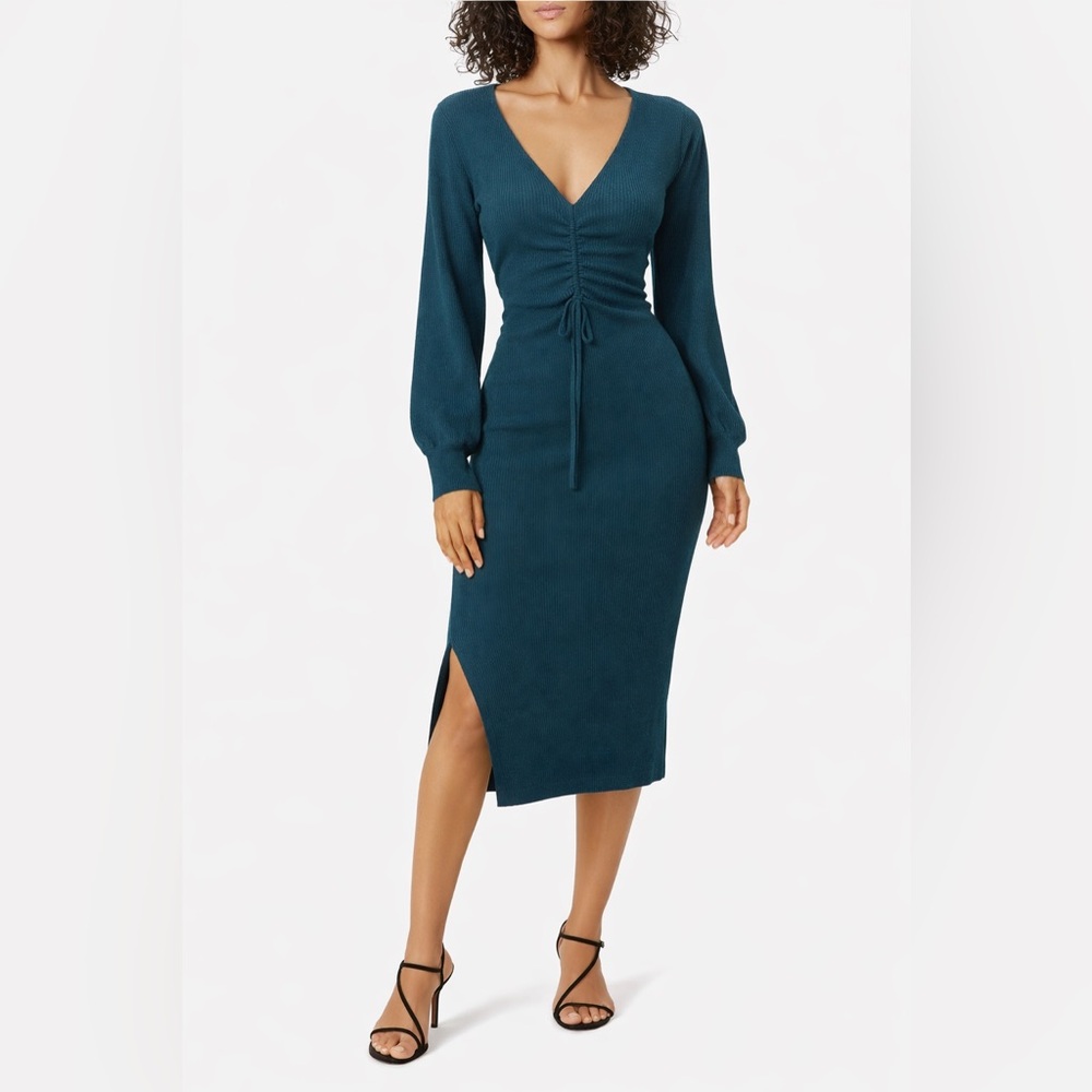 Elegant Teal Long Sleeve Dress